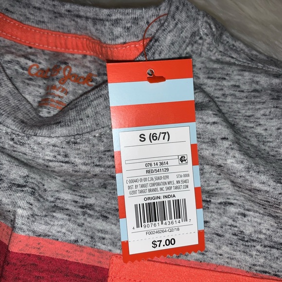 Cat & Jack Boys Striped Pocket Tee Small - Picture 5 of 5